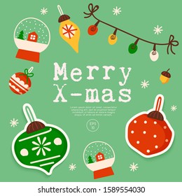 Christmas elements with text and layout template for cards and banner design : Vector Illustration