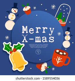 Christmas elements with text and layout template for cards and banner design : Vector Illustration