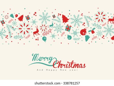 Christmas elements, with text and pattern background. EPS10 vector file. for graphic design