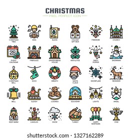 Christmas Elements , Thin Line and Pixel Perfect Icons
