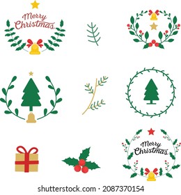 Christmas elements with various illustrations related to the celebration of Christmas