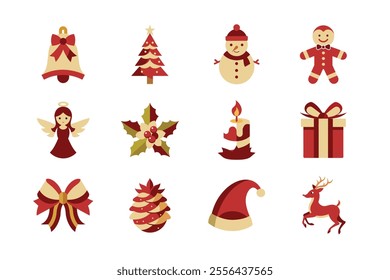 Christmas elements vector art illustration bundle set