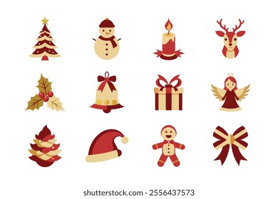 Christmas elements vector art illustration bundle set