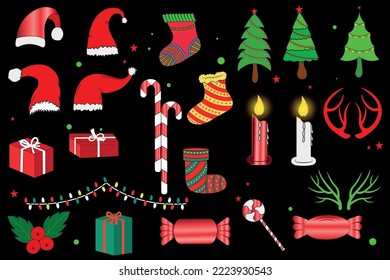 christmas elements vector, Holiday Christmas ornaments.
