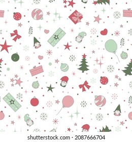 Christmas elements vector seamless pattern