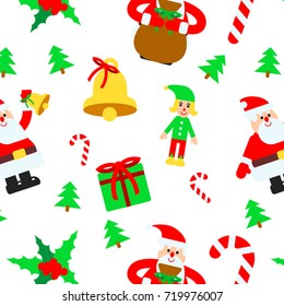 Christmas elements vector seamless pattern