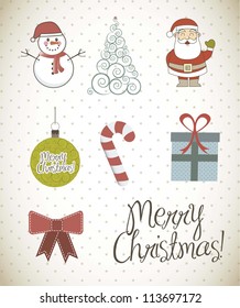 christmas elements with vintage style. vector illustration