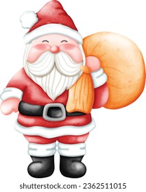 Christmas, Christmas elements, watercolor Christmas, cute Santa Claus