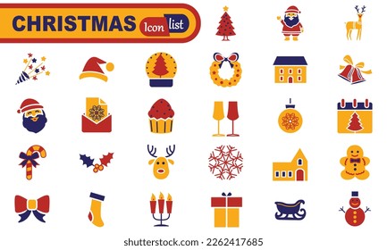 Christmas elements -
web icon set.  Icons collection. Simple vector illustration.
