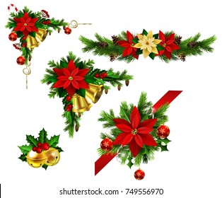 Collection Christmas Images Christmas Decoration Flower Stock Vector ...