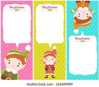 Christmas elf banner set with bubble speech