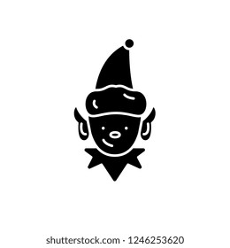 Christmas elf black icon, vector sign on isolated background. Christmas elf concept symbol, illustration 