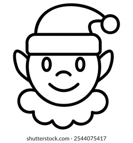 Christmas Elf Black Outline Icon