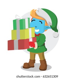 christmas elf bringing presents