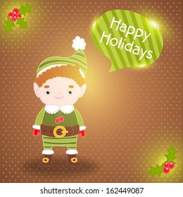 Christmas elf card with bubble speech