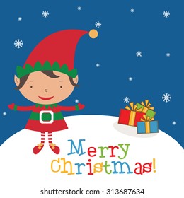 Christmas Elf Card template. Vector