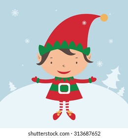 Christmas Elf Card template. Vector