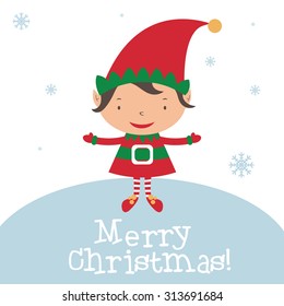 Christmas Elf Card template. Vector