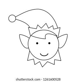 Christmas elf cartoon black and white