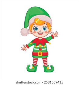 Christmas Elf cartoon character vector