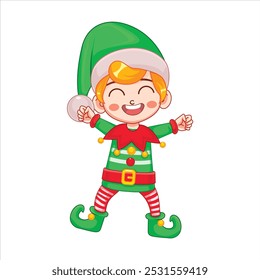 Christmas Elf cartoon character vector
