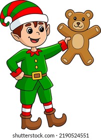 Christmas Elf Cartoon Colored Clipart Illustration