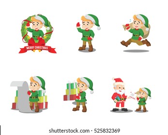 christmas elf cartoon set