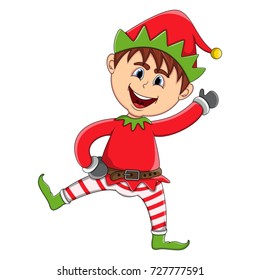 Christmas elf cartoon vector illustration