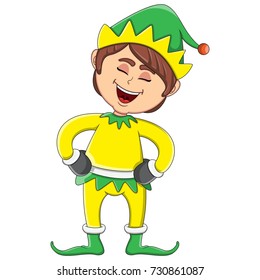 Christmas elf cartoon vector illustration