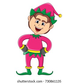Christmas elf cartoon vector illustration