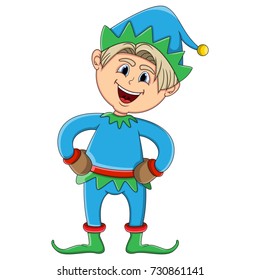 Christmas elf cartoon vector illustration