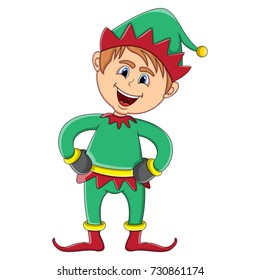 Christmas elf cartoon vector illustration