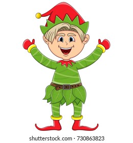 Christmas elf cartoon vector illustration