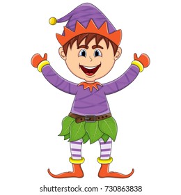 Christmas elf cartoon vector illustration