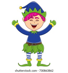 Christmas elf cartoon vector illustration