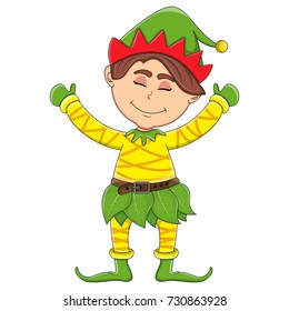 Christmas elf cartoon vector illustration