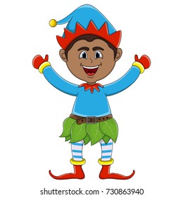 Christmas elf cartoon vector illustration