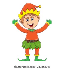 Christmas elf cartoon vector illustration