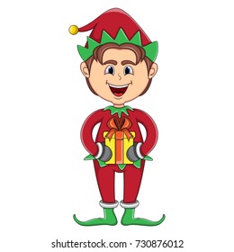 Christmas elf cartoon vector illustration