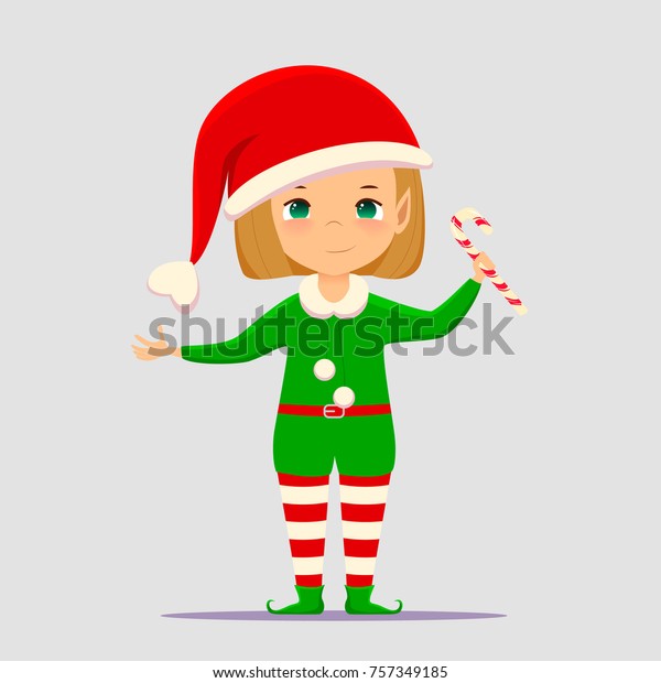 Christmas Elf Cartoon Vector Illustration Flat Stock Vector Royalty Free 757349185
