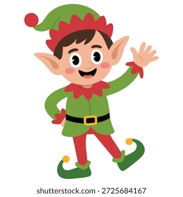 Personagem elfo Natal estilo plano isolado vetor ilustração no fundo branco