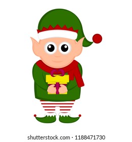 Christmas elf character holding a present