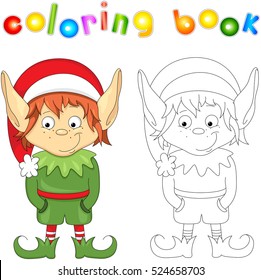 Christmas elf. Coloring book for kids