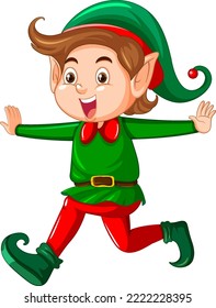 Christmas elf dancing cartoon character illustration