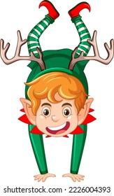 Christmas elf dancing cartoon character illustration
