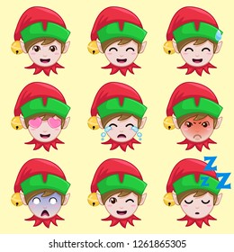Christmas Elf in different emotion.
