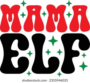 christmas elf family retro svg design and eps file