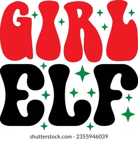 christmas elf family retro svg design and eps file