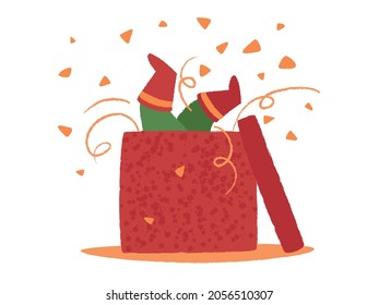 christmas elf fell into a gift box