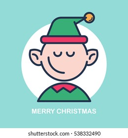 Christmas elf. Flat design vector illustration.
